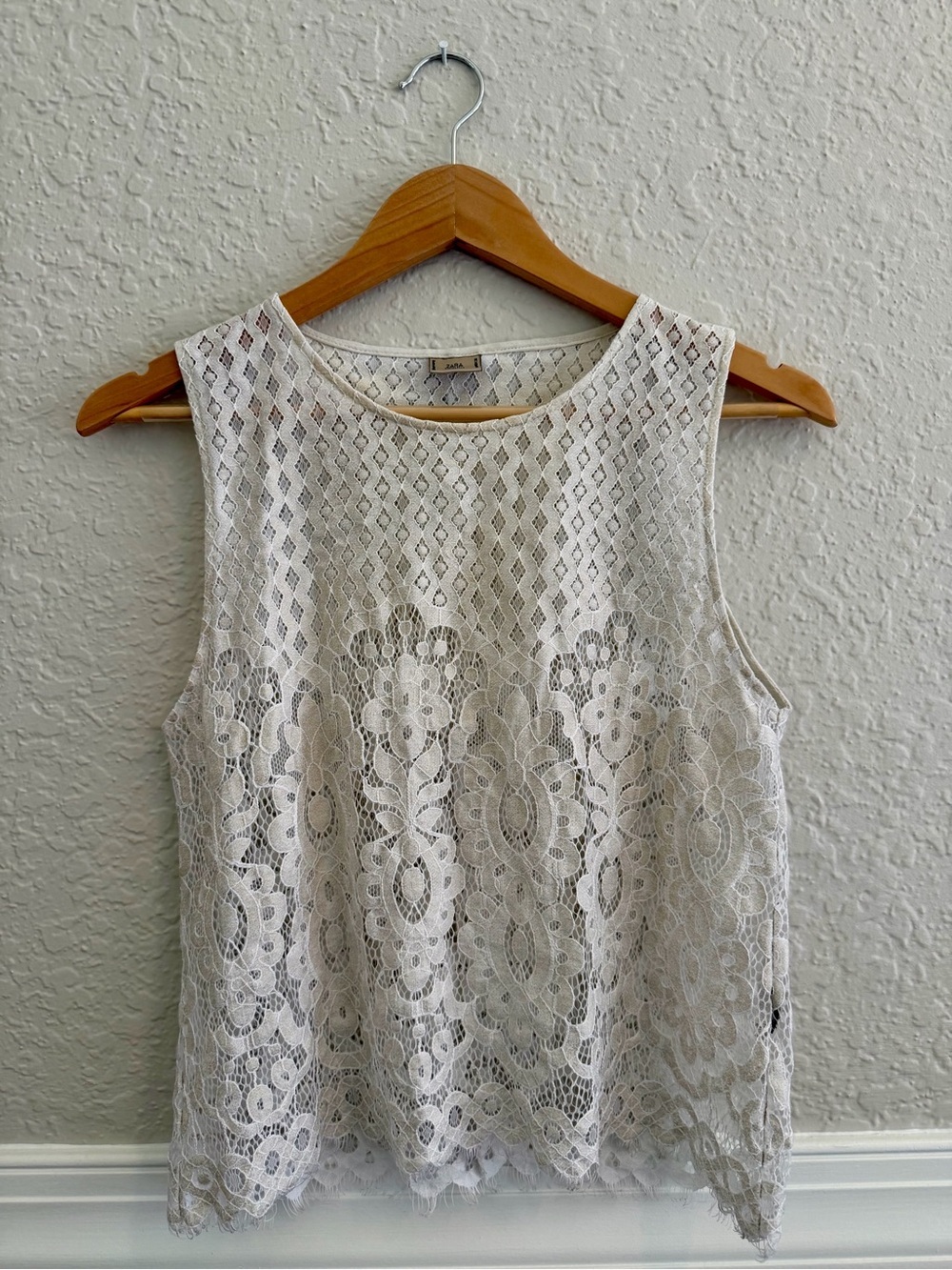 Zara Collection Ivory/Cream Lace Top | Size S